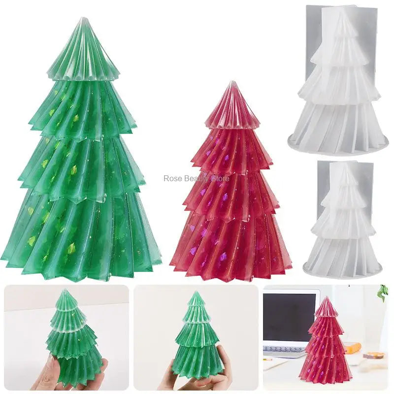 3D Christmas Tree Candle Silicone Mold DIY Kit for Holiday Gifts