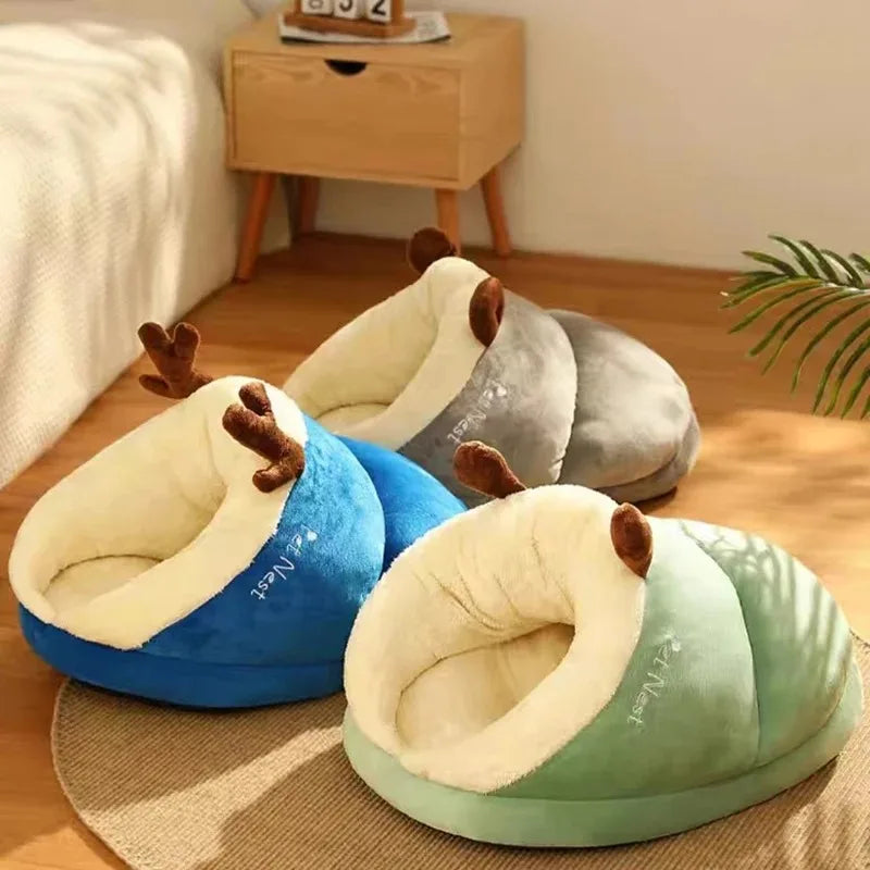 Warm Small Dog Kennel Bed Breathable Slipper Shaped Pet House Foldable Washable Cat Sleep Bag