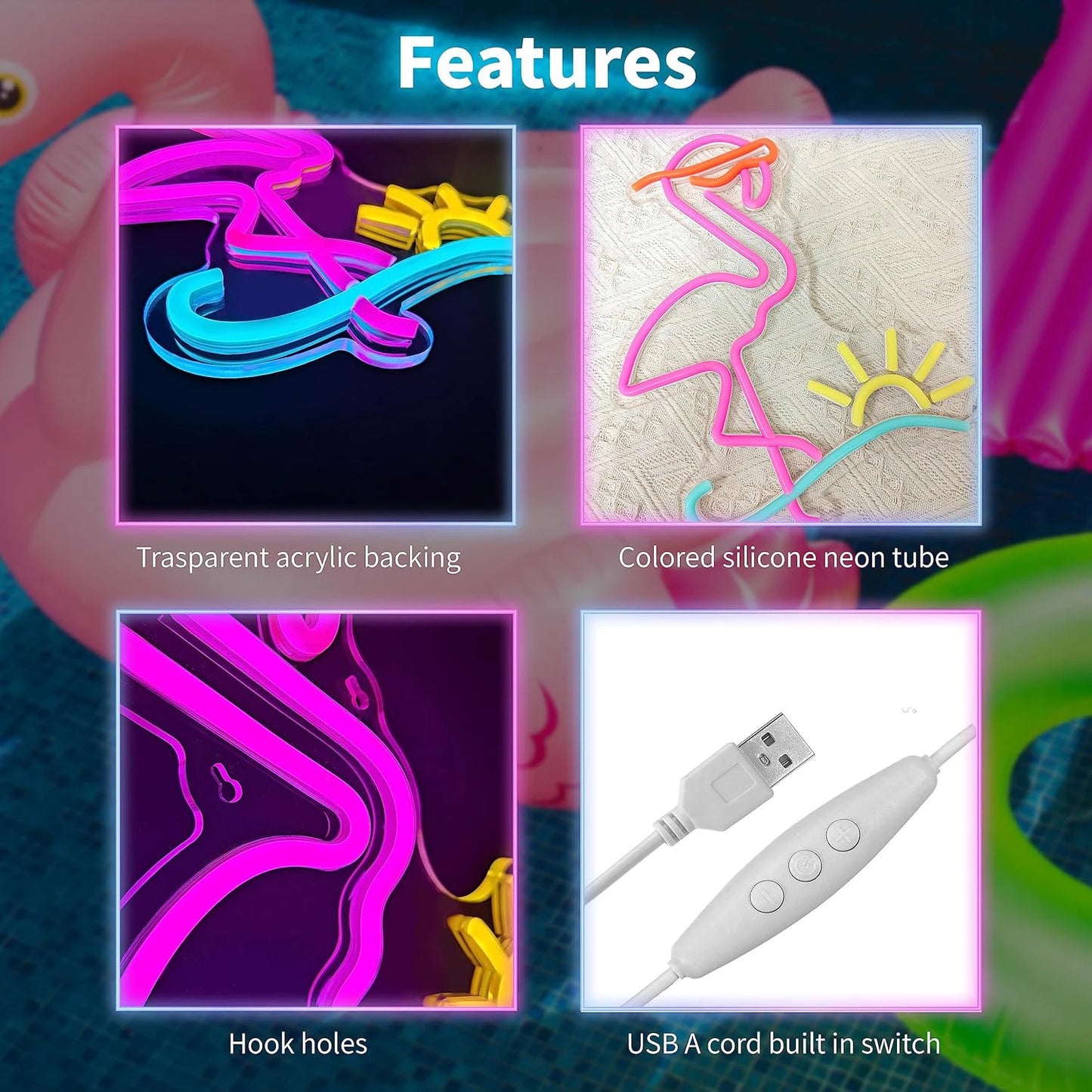 USB/Battery LED Neon Sign Lights Musical Note Wall Art Decor