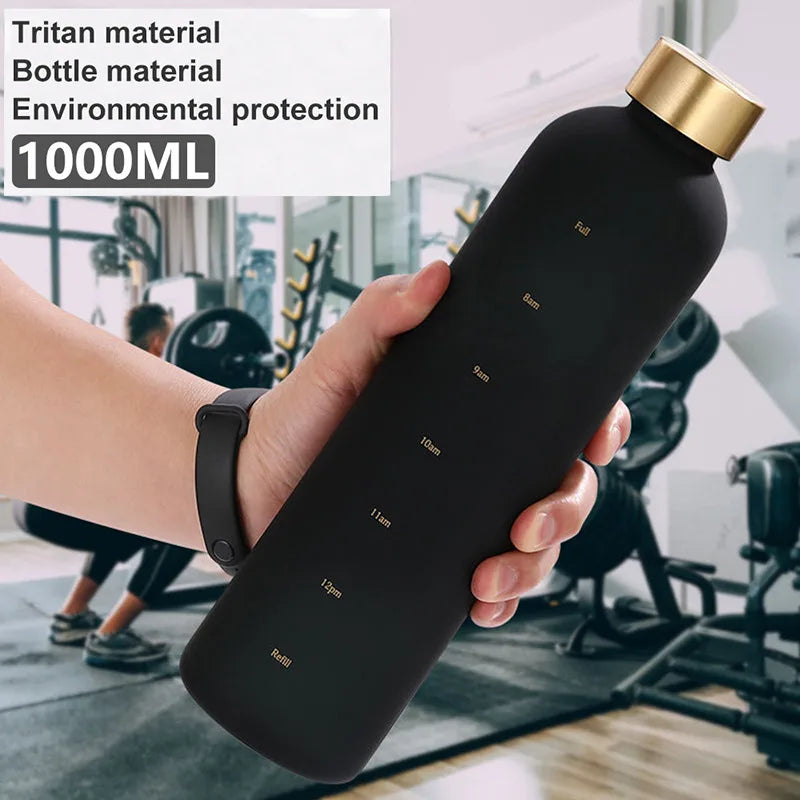 1L Bottle With Time Marker 32 OZ Motivational Reusable Leakproof BPA Free