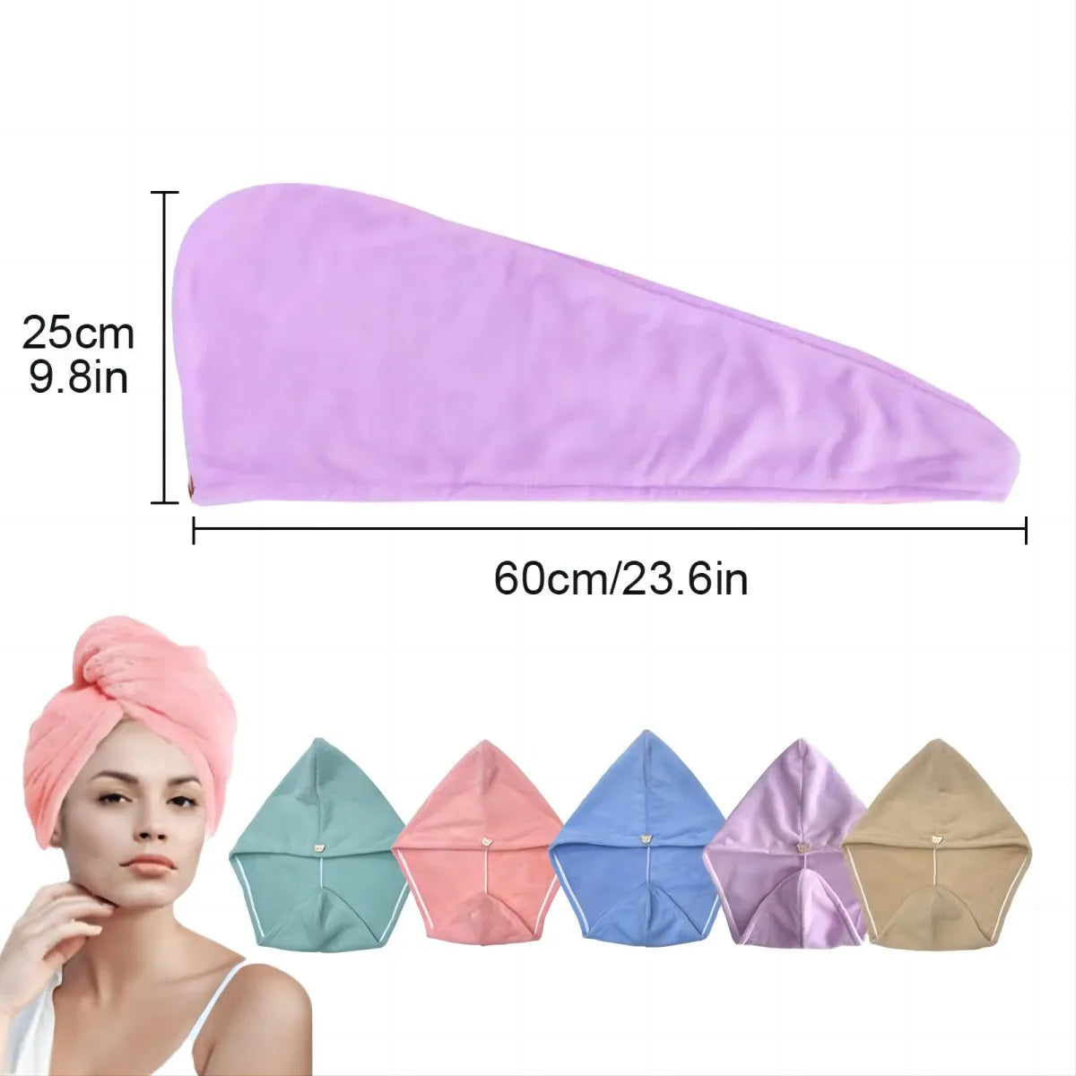 Microfiber Hair Towel Wrap for Women, Quick-Dry Hair Turban