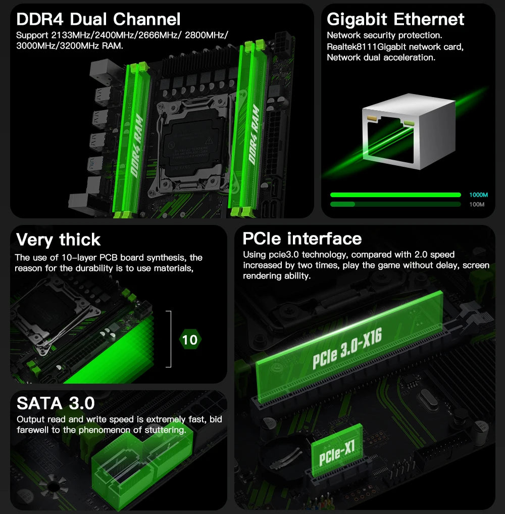 MAQUINISTA X99 PR9 X99 Placa base compatible con LGA 2011-3 Intel Xeon E5 V3 y V4 CPU DDR4 RAM SATA/NVME M.2 Ranura