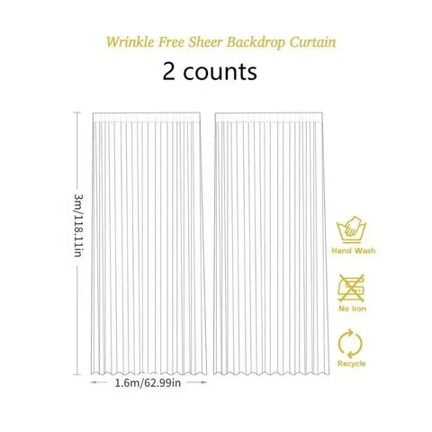 Tulle Backdrop Curtains Set of 2 Sheer Decorative Curtains for Birthday Parties Weddings and Photography