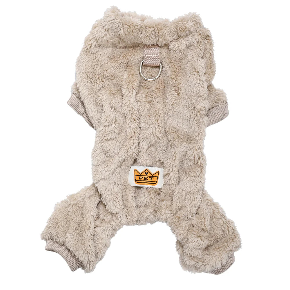Dog Warm Clothes Pet Dog Jumpsuit Winter Puppy Cat Cozy Soft Fleece Clothing with D-ring For Small Medium Dogs Cat Chihuahua Pug