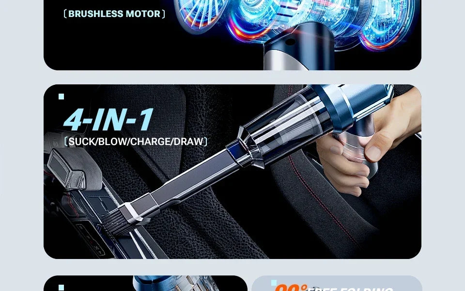 Cordless Mini Handheld Car Vacuum Cleaner with Strong Suction for Effortless Cleaning