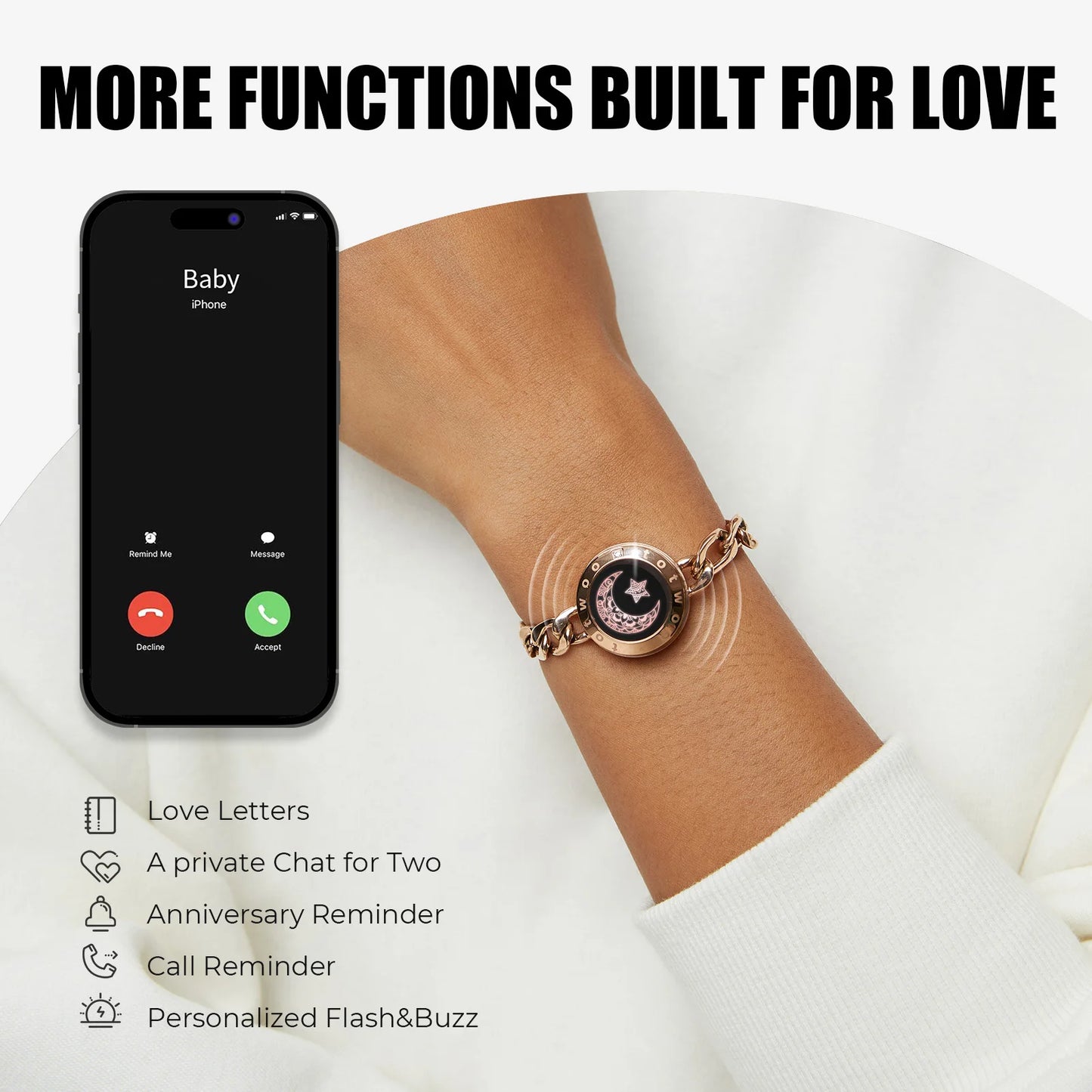 TOTWOO Long Distance Touch Bracelets for Couples Bluetooth Gifts