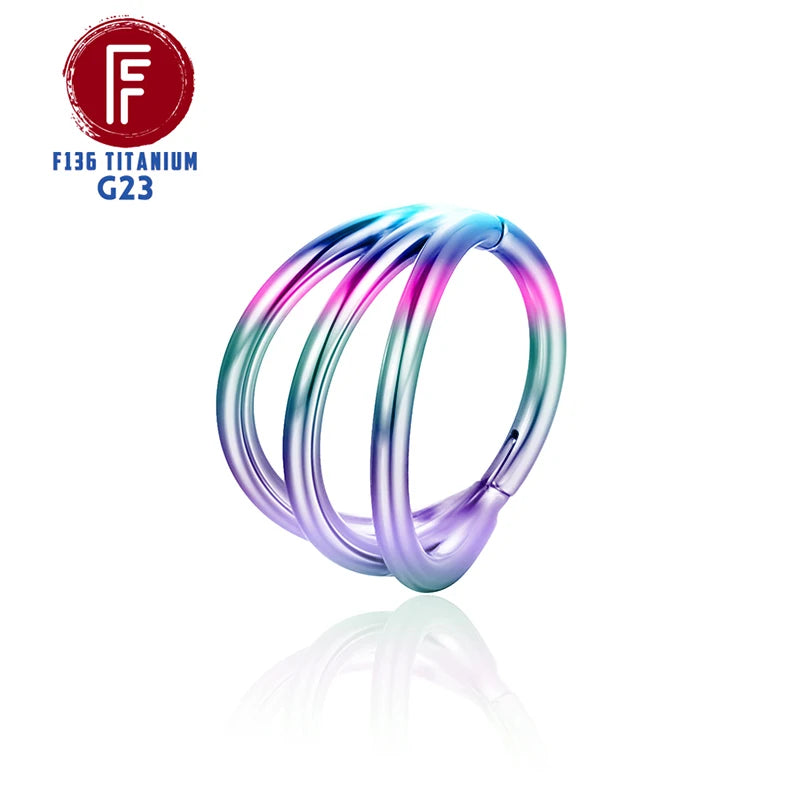 F136 Titanium 3 Layers Nose Rings and Ear Cuff Jewelry
