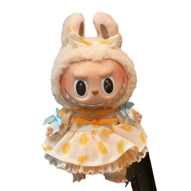 17cm Cute Mini Plush Doll Shark Onesie Clothes Outfit Accessories for Kpop Exo Labubu Dolls