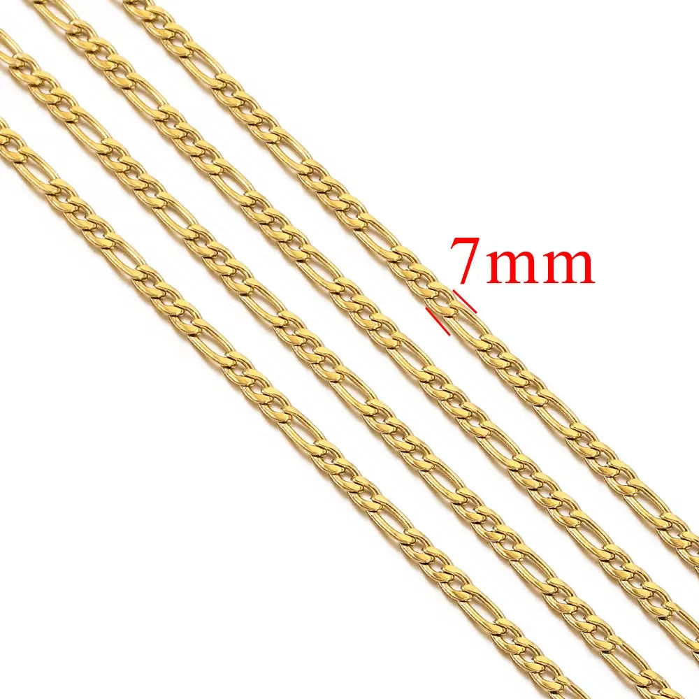 1 Meter Stainless Steel Chunky Hip Hop Gold Color Chains DIY Jewelry