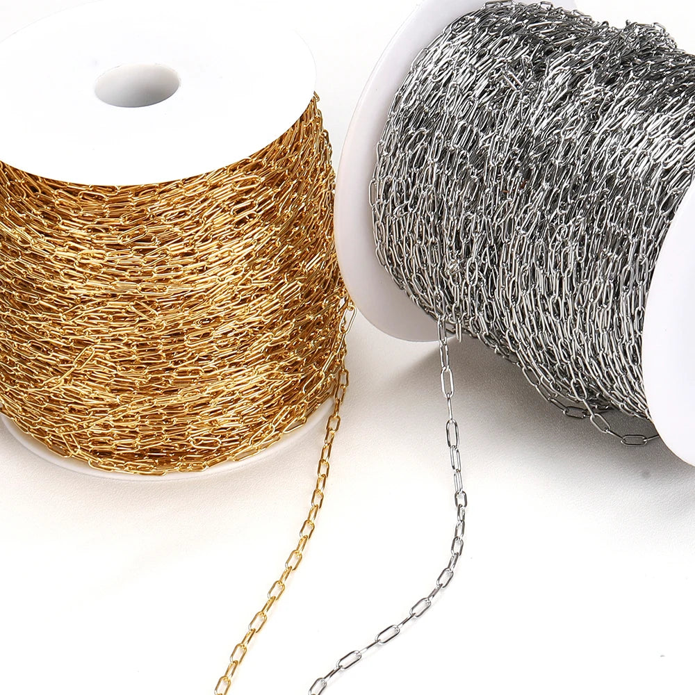 2Meters Stainless Steel Link Cable Gold Chains for DIY Jewelry