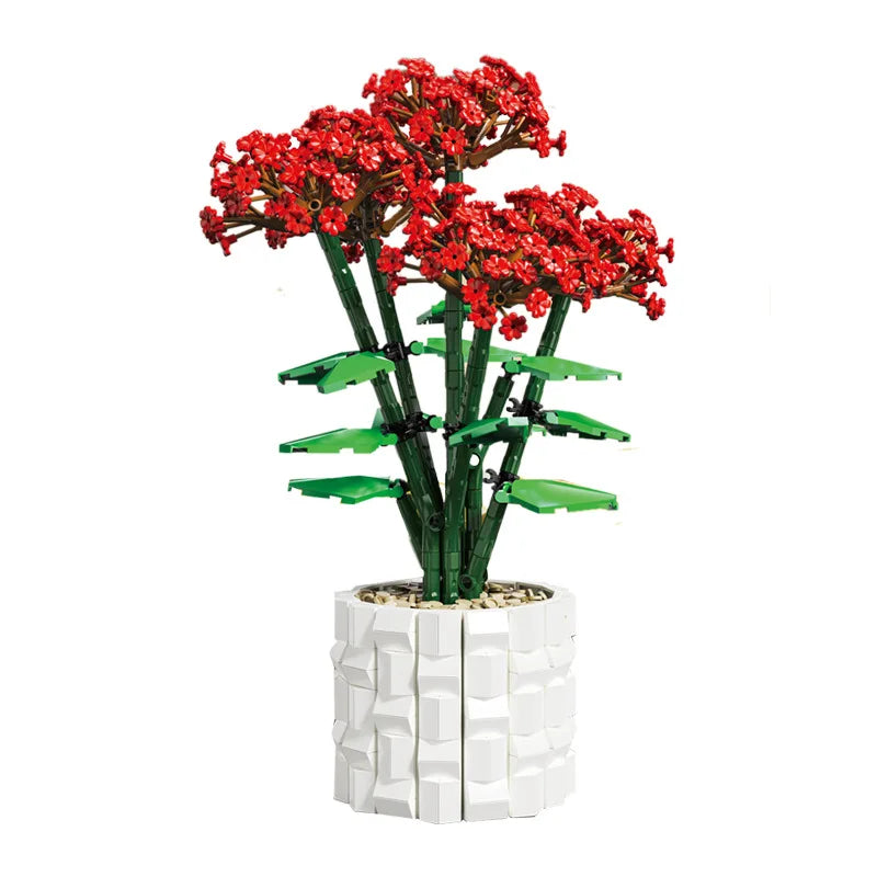 City Creativity Cymbidium Faberi Bonsai Potted Plant Building Block Set for Home Decoration and Kids Toys