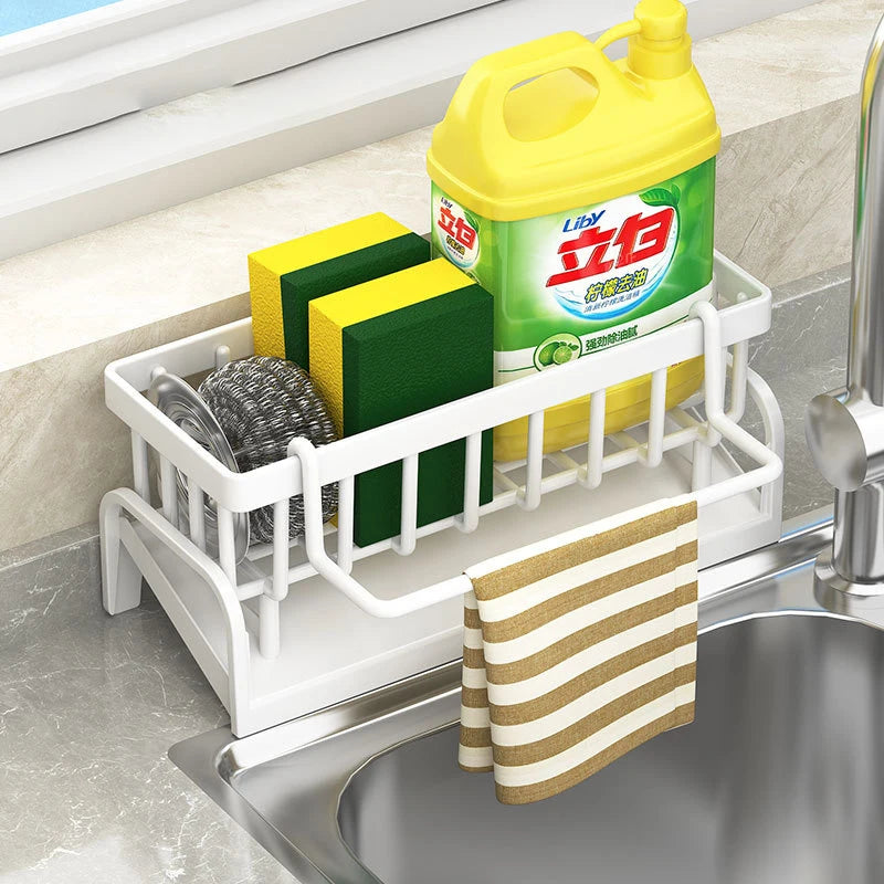 Stainless Steel Kitchen Sink Drain Rack Sponge Holder Soap Drainer Towel Organizer Shelf Accessories