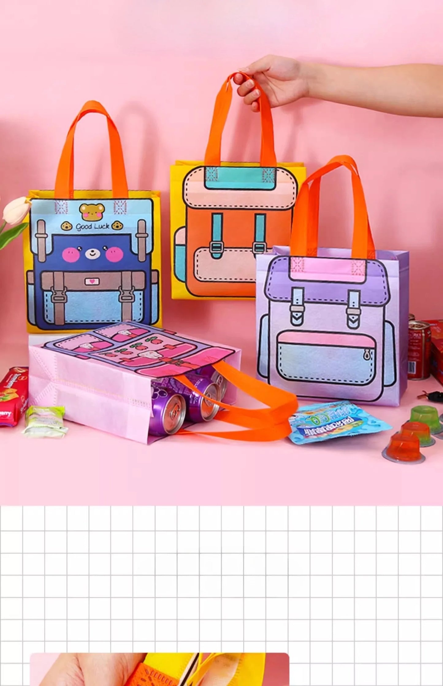 StoBag Eco-Friendly Cartoon Gift Wrapping Tote Bag for Kids Birthday Parties Ideal for Candy Toys Stationery and More