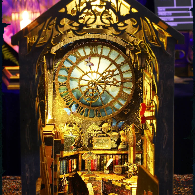 Wooden Doll House Bookcase Set DIY Toy with Furniture Gift