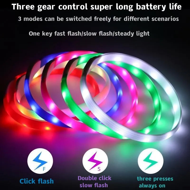 LED Luminous Dog Collar Waterproof USB Rechargeable Safety Light for Medium Large Small Dogs