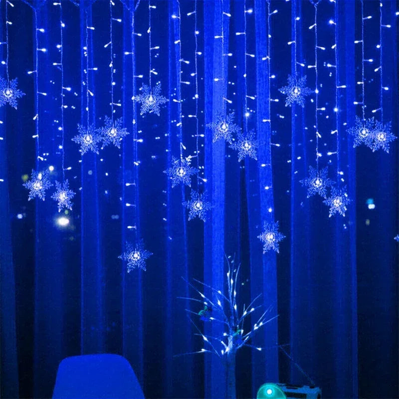 Christmas Lights Garland LED String Lights Snowflakes Flashing Fairy Curtain Light for Holiday Wedding Party New Year Decoration