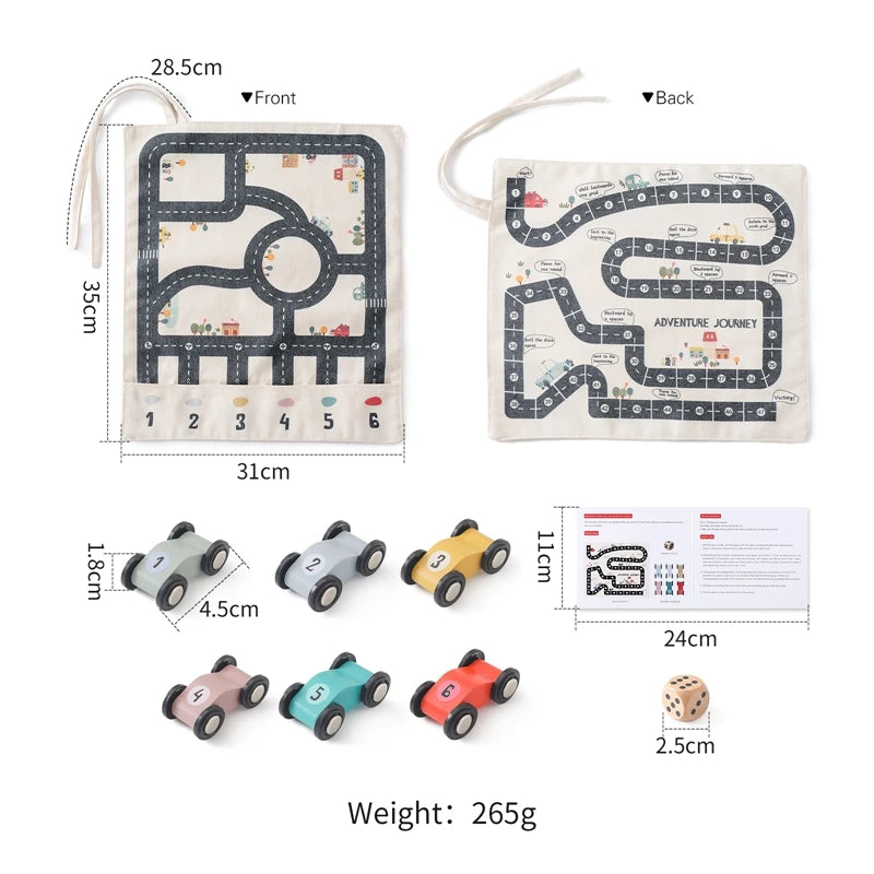 Children's Montessori Traffic Toy Wooden Car Game with Baby City Road Map 35x31 CM Educational Gift for Kids