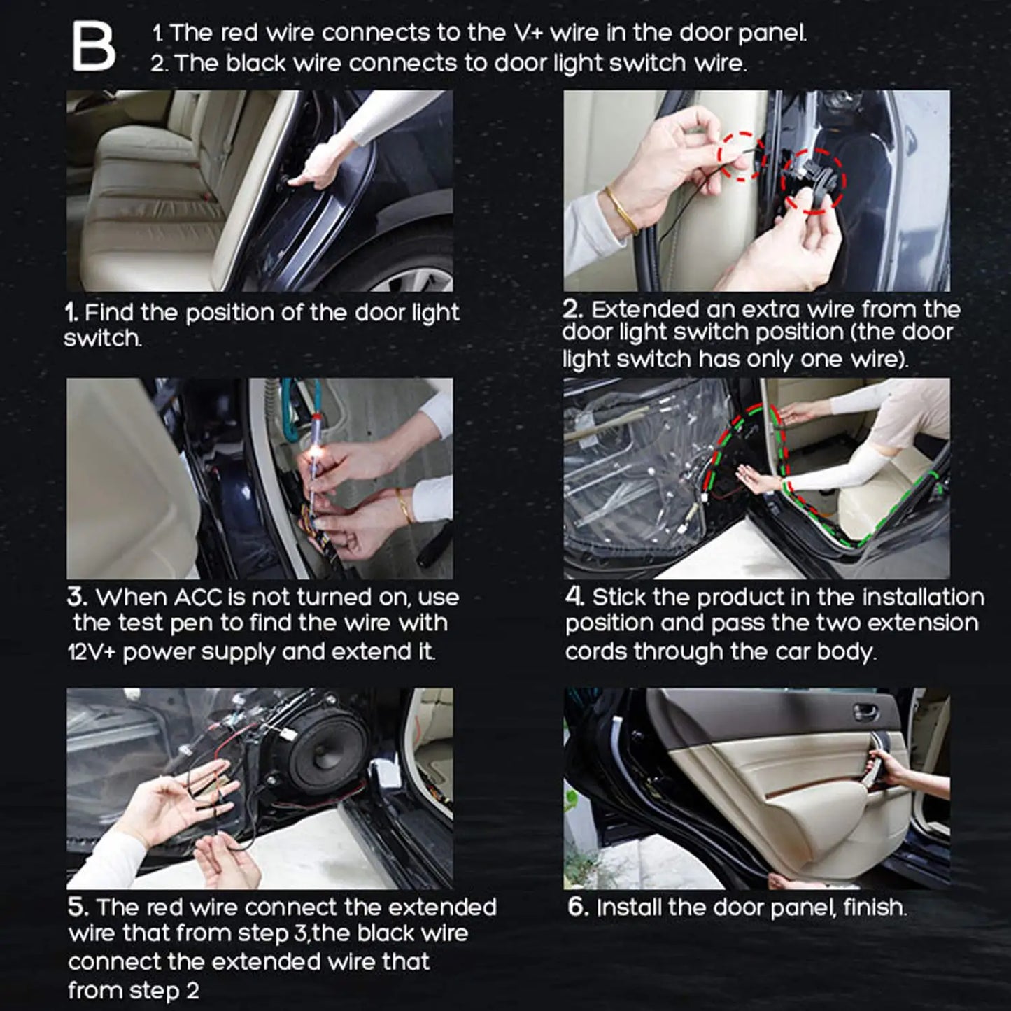 2pcs LED Car Door Warning Light Strip 120cm Safety Decor 12v