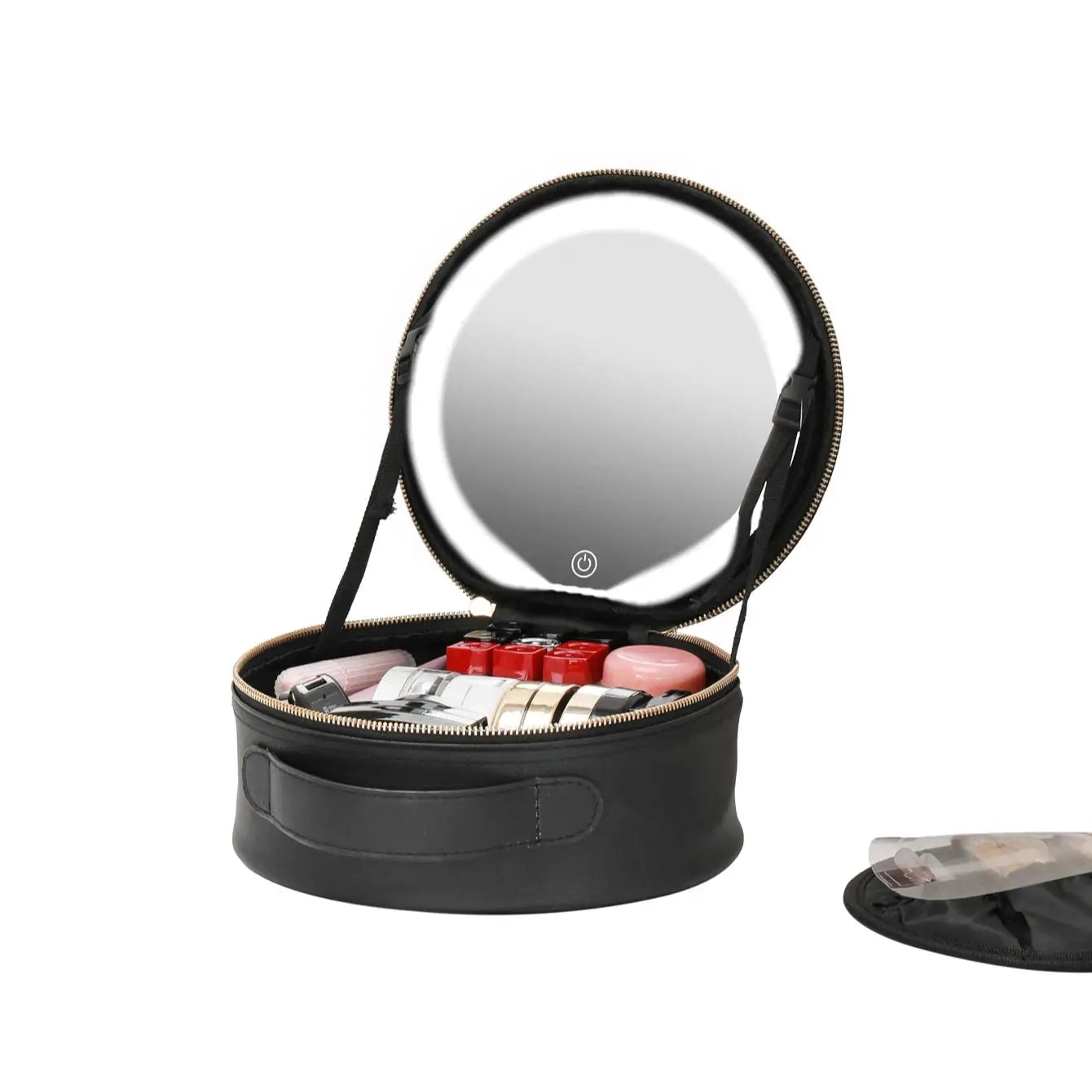 Travel PU Makeup Bag with LED Mirror and Light Portable Cosmetic Organizer for On-the-Go Beauty