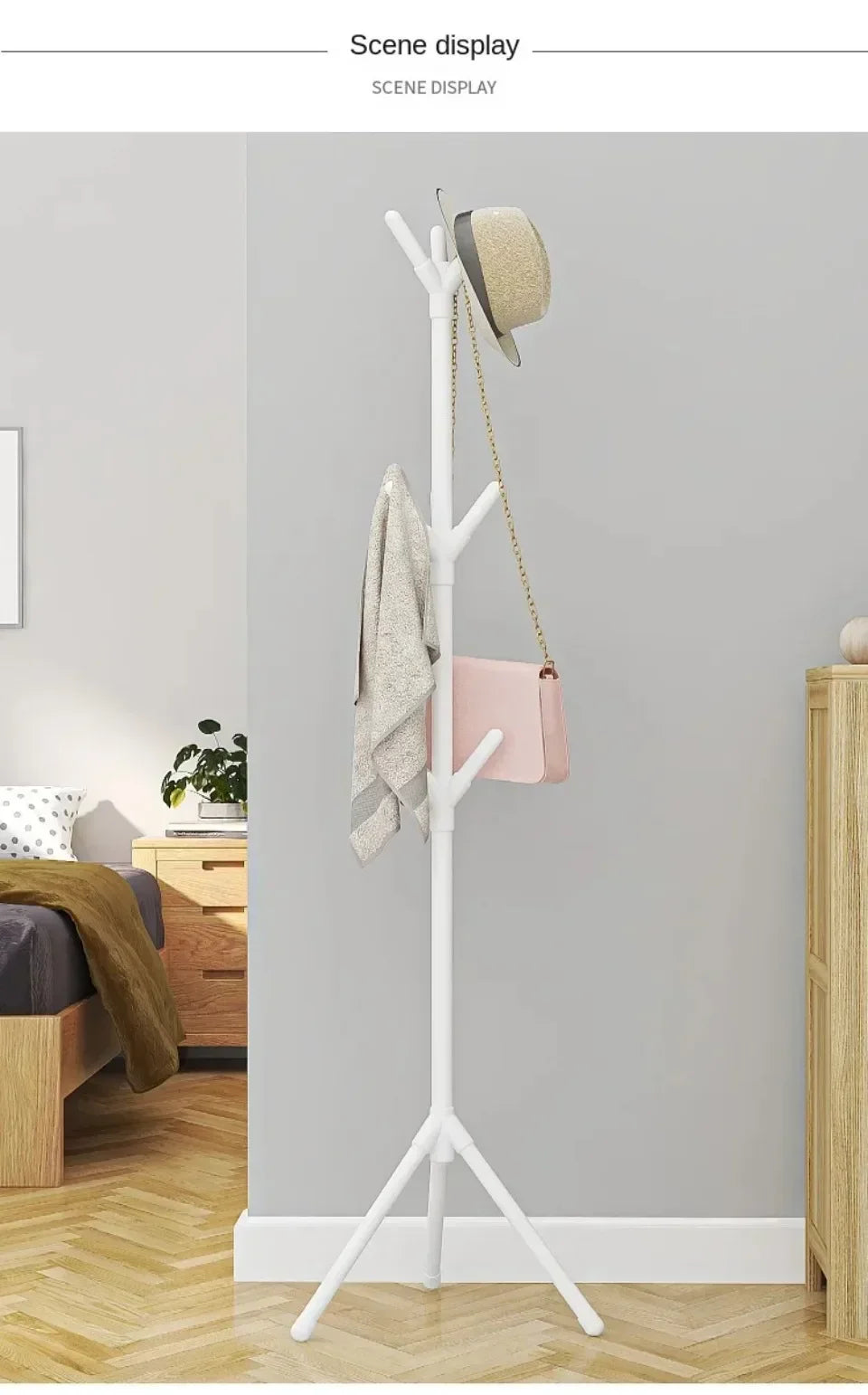 Multi Hook Clothes Rack Stand Tree Branch Shape Mobile Coat Rack for Home and Dorm Clothing Storage