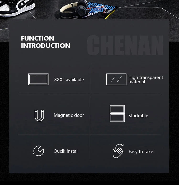 AJ Sneaker Box Shoes Organizer Transparent Stackable Dustproof Storage Box