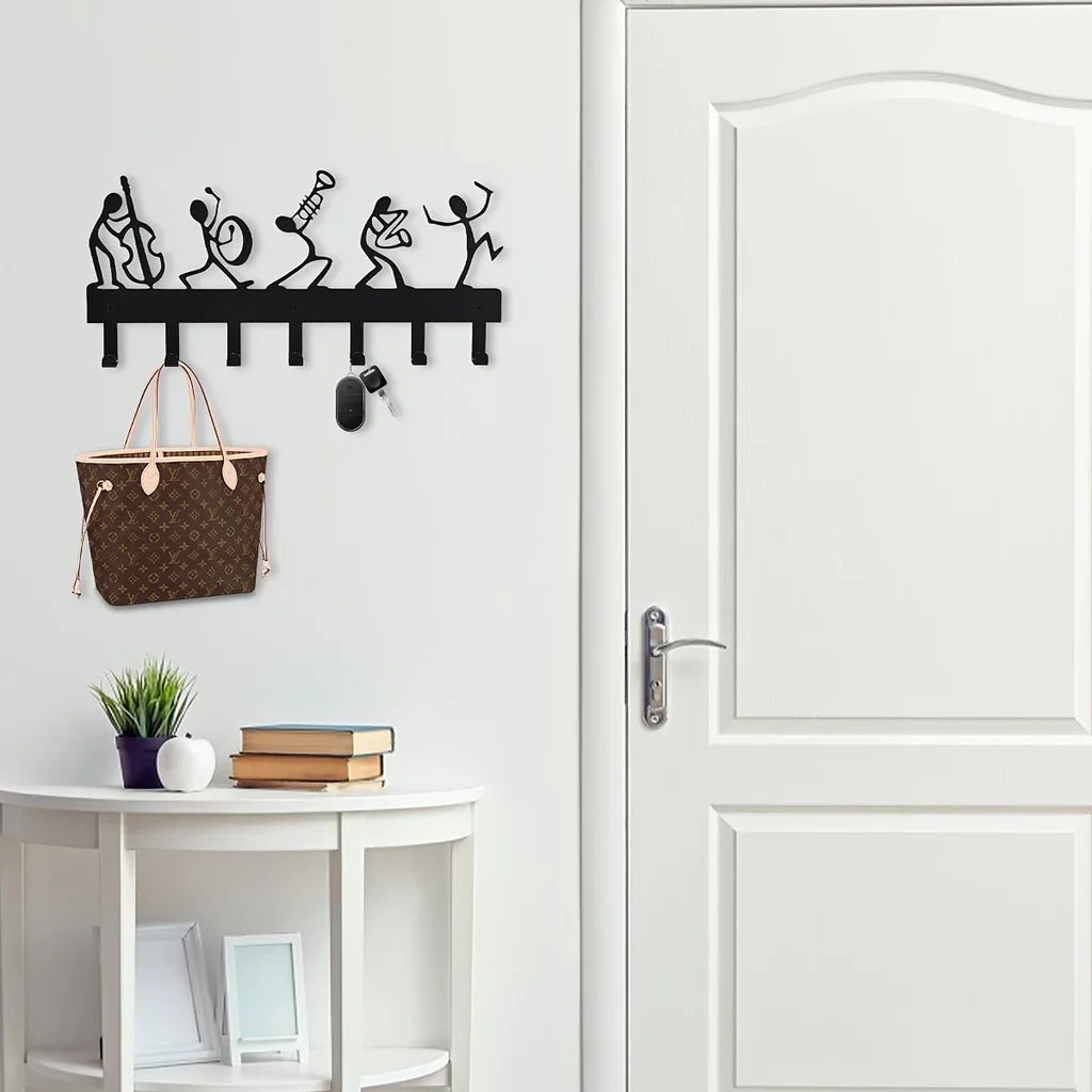 Metal Symphony Orchestra Key Holder Hooks Rack 11.81 Inches