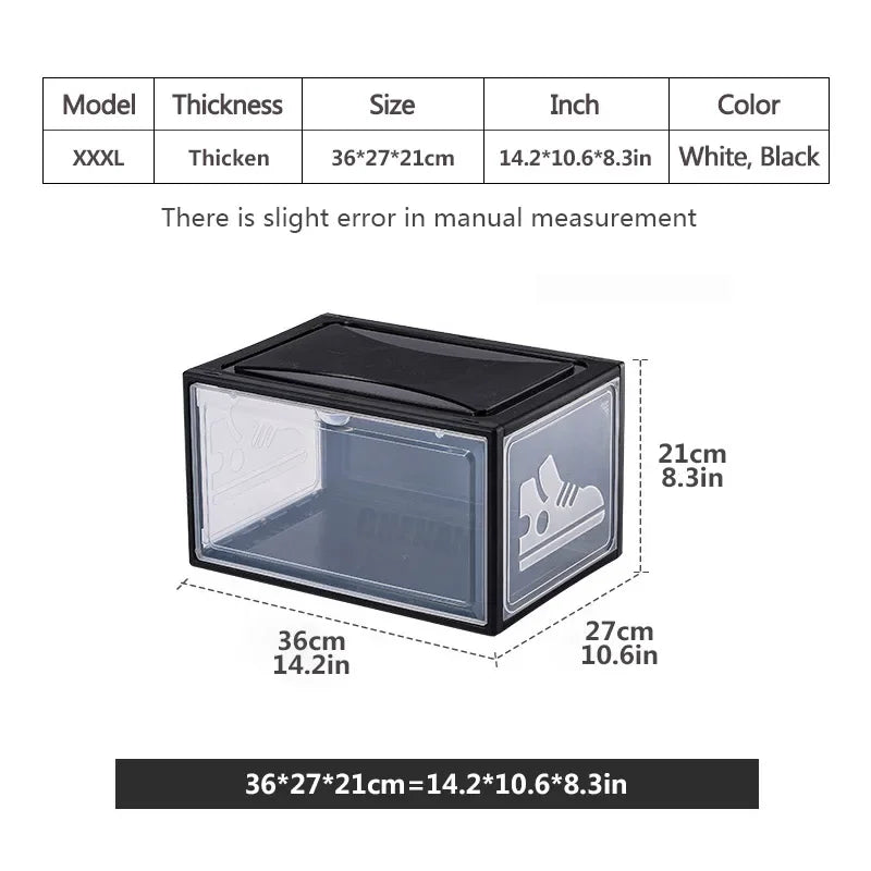 AJ Sneaker Box Shoes Organizer Transparent Stackable Dustproof Storage Box