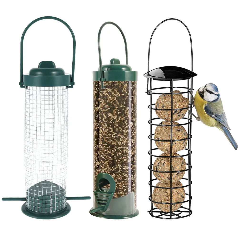 3PCS Wild Bird Feeder House Transparent Hanging Bird FeederGarden Patio Yard Feeding Station Pet Bird Supplies Seed Dispenser