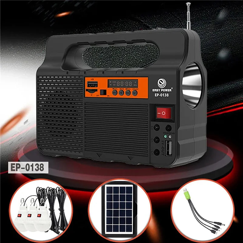 Solar Portable Lighting Solar Power Panel Generator Kit with 3 LED Bulbs for Camping and Hiking