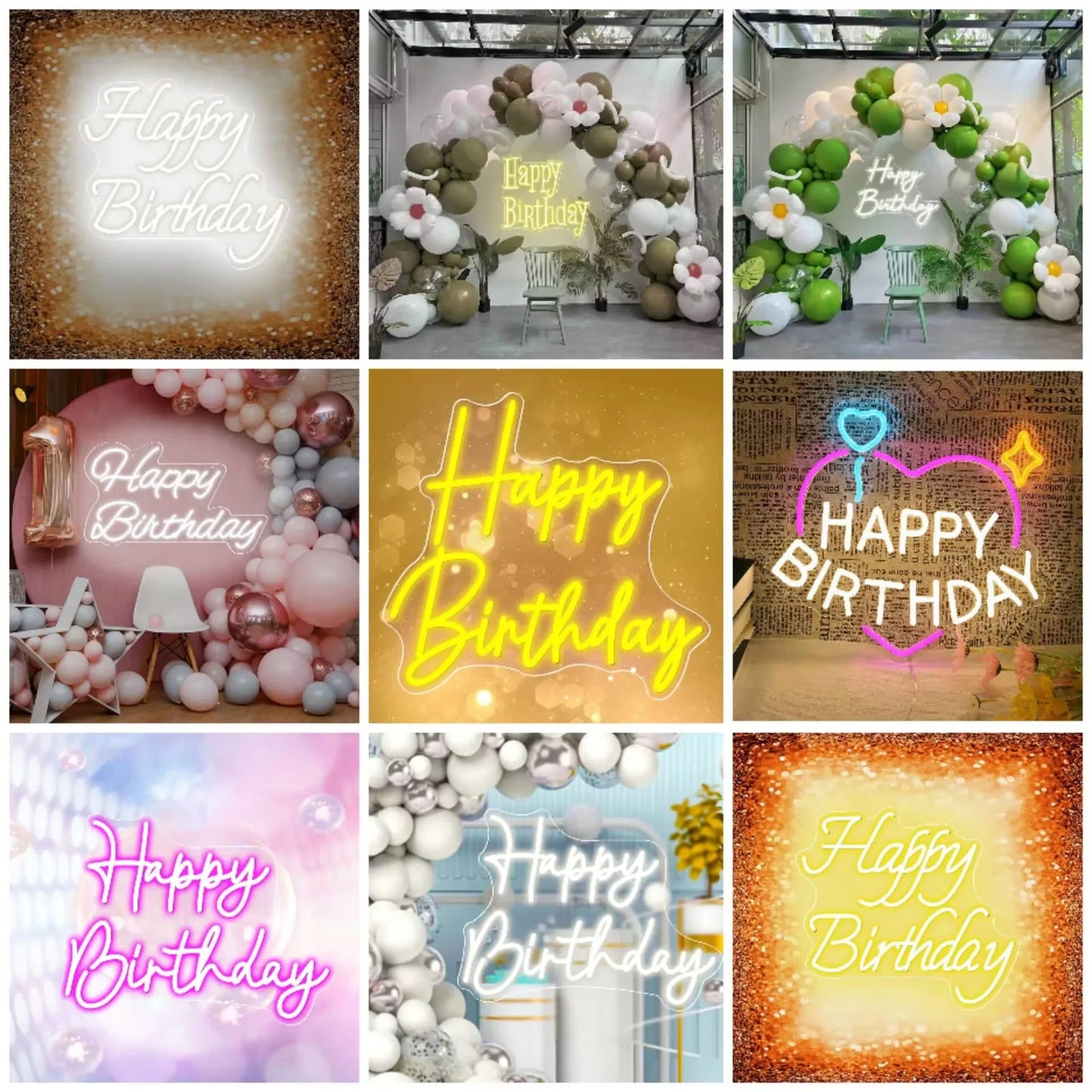 Happy Birthday Neon Sign Dimmable LED Wall Decor Light