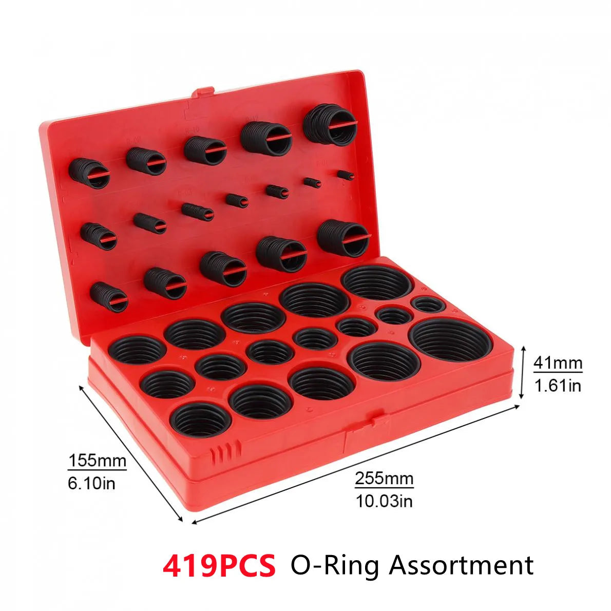 419PCS Universal O-Ring Assortment Set with 32 Sizes of Nitrile Rubber Seals for Plumbing Automotive and Faucet Repairs