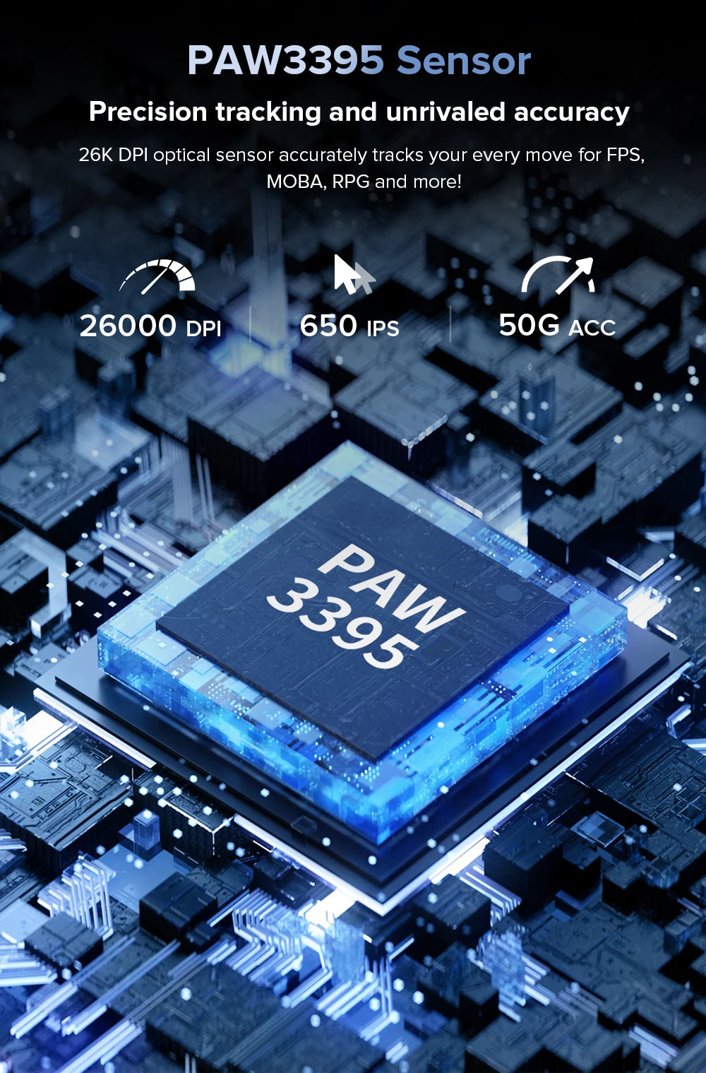 Delux M900PRO Wireless Gaming Mouse Ergonomic 8K PAW3395 RGB Dock