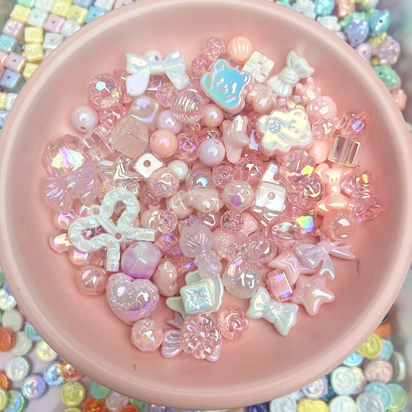 20g Y2K Mixed Bowknot Flower Heart Acrylic Cute Beads for DIY Jewelry Craft