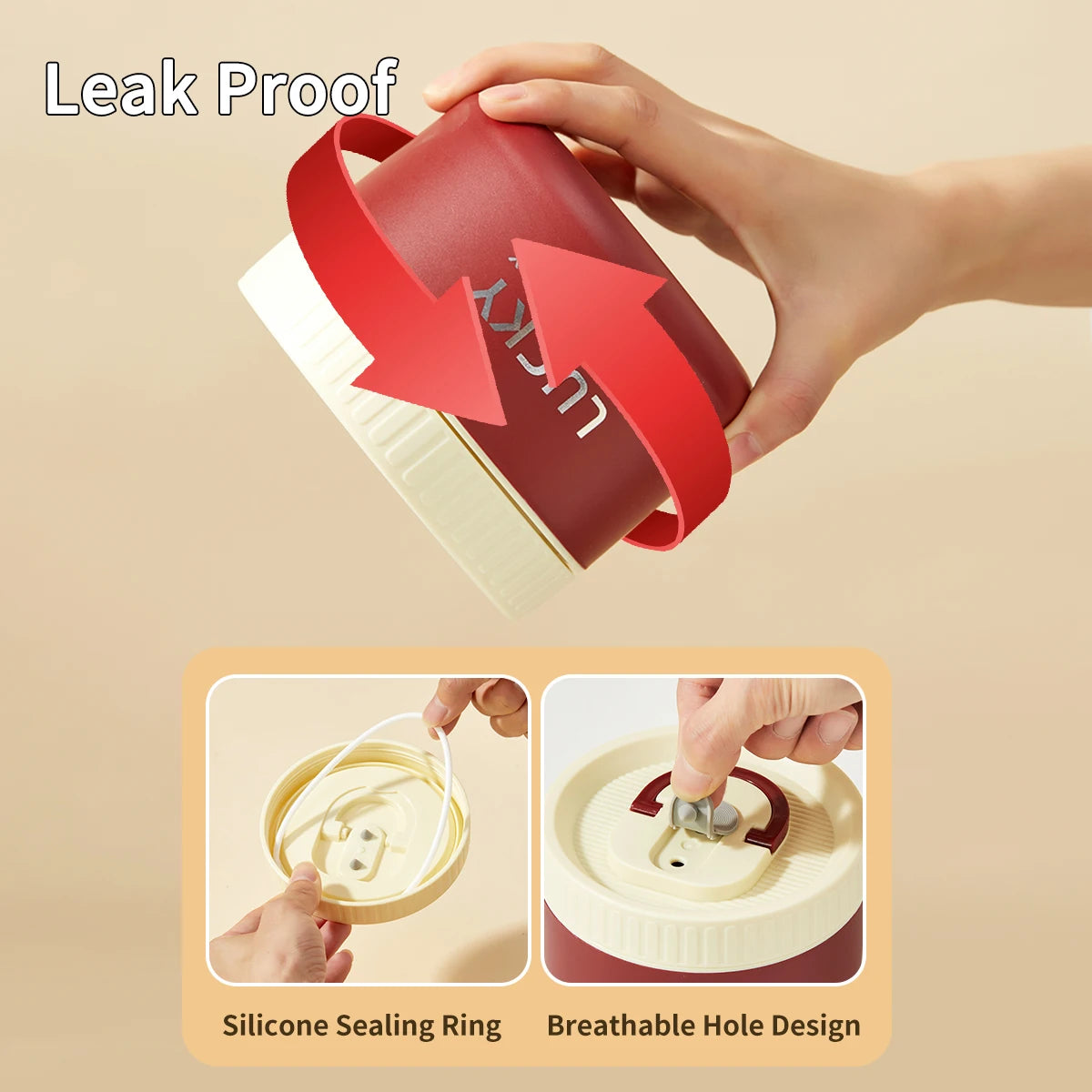 WORTHBUY Portable 304 Stainless Steel Insulated Bento Lunch Box With Thermal Bag Cutlery Leak Proof Container Set