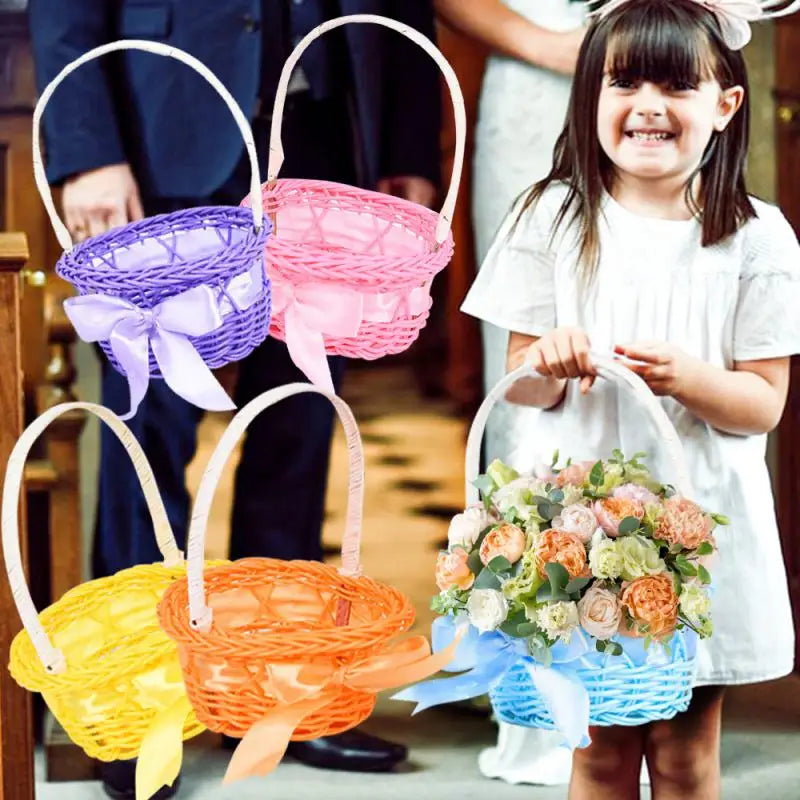 1PC Round Small Flower Storage Basket Hand-Woven Decorative Home Basket