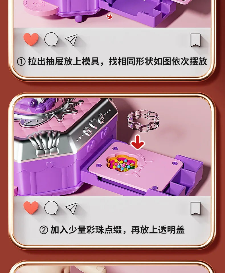 DIY Jewelry Maker Crafting Set for Kids with Cartoon Rabbit Box, Bracelet and Keychain Creation Kit, Creative Gift for Girls