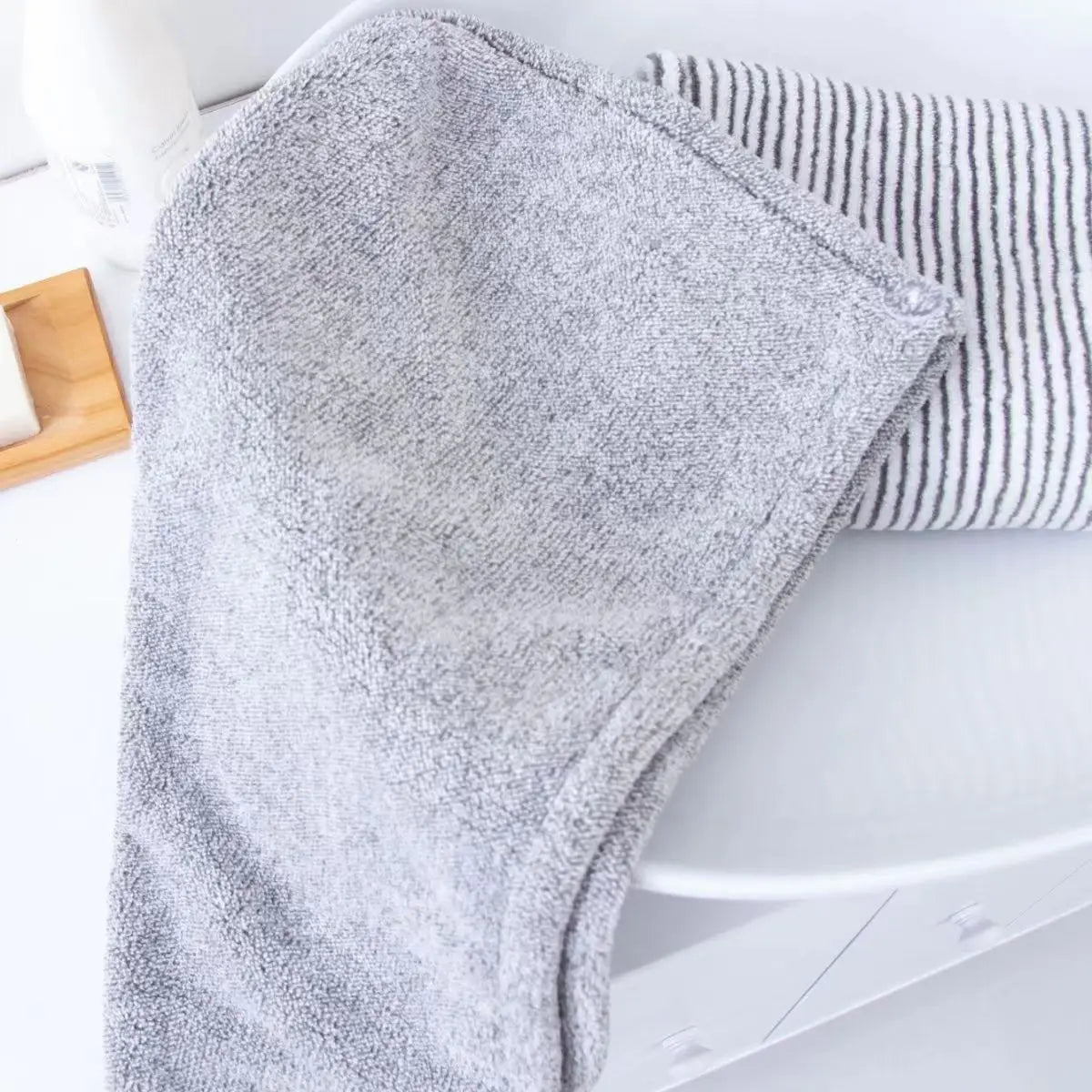 Wholesale Gray Bamboo Charcoal Dry Hair Caps for Home Use