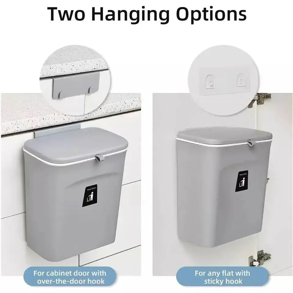 7L 9L Wall Mounted Trash Can with Lid for Kitchen and Bathroom Stylish Waste Bin Eco-Friendly Design