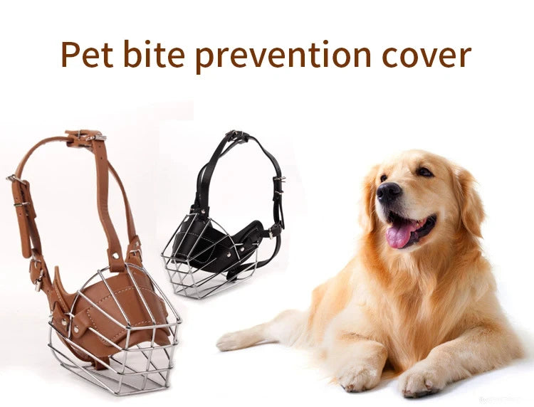 Adjustable Breathable Leather Dog Muzzle Anti Biting Protection Mask for Safe Pet Walking