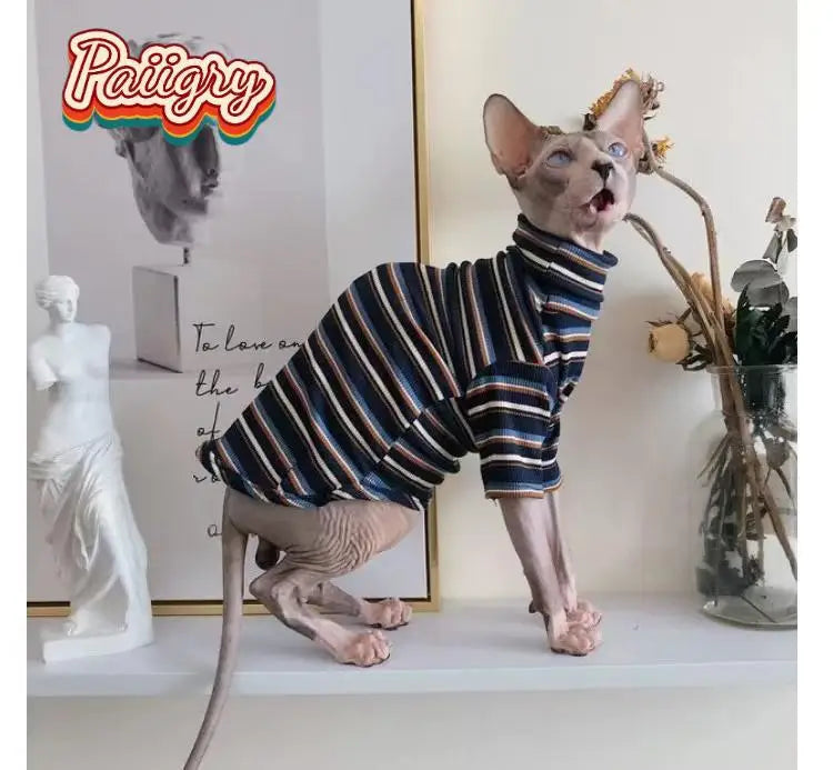 High cold retro style cat pet T-shirt, trendy fashion short sleeve, hairless cat must-have, summer pet clothing