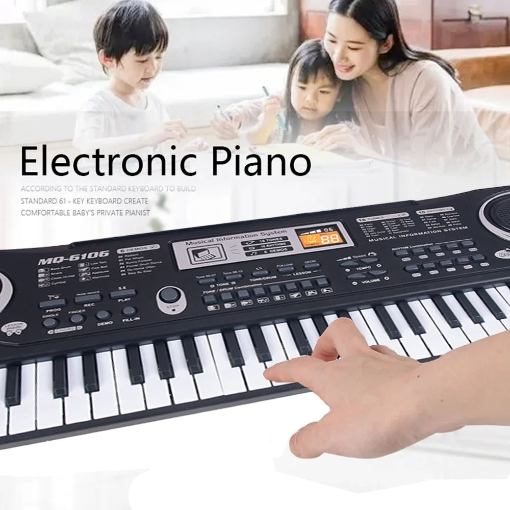 Chriyungel Kids Electronic Piano Keyboard with Microphone 61 Keys or 37 Keys Musical Instrument Toy for Beginner Children