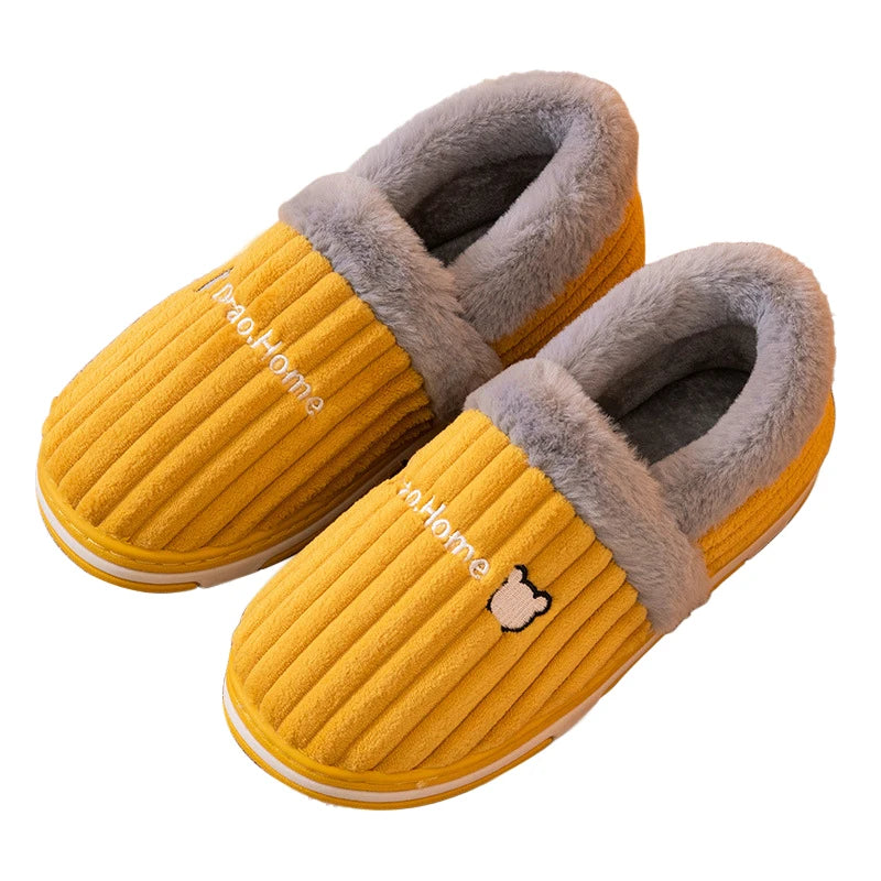 Comwarm New Women Slippers Plush Fur Thick Sole Antiskid