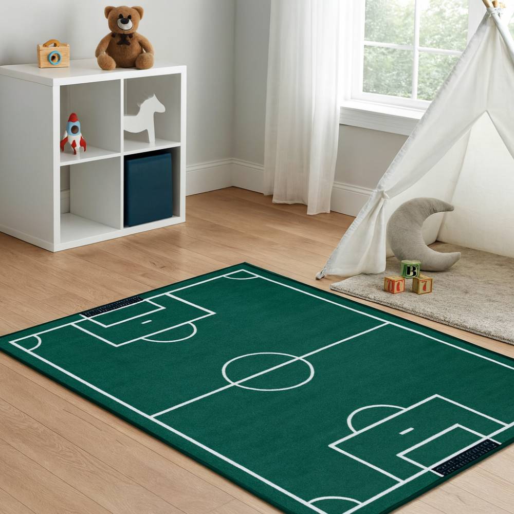 L.A Rugs 3'3" x 4'10" Fun Time Soccerfield Rectangular Area Rug - Green