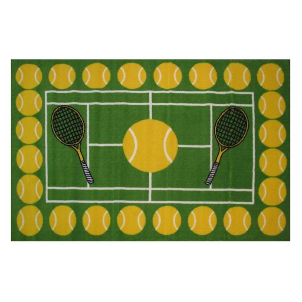 L.A Rugs 3' 3" x 4' 10" Fun Time Tennis Rectangular Area Rug - Green