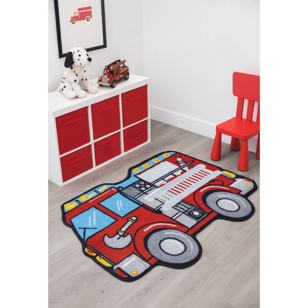 L.A Rugs 2'1" x 3'3" Fun Time Fire Engine Area Rug - Red