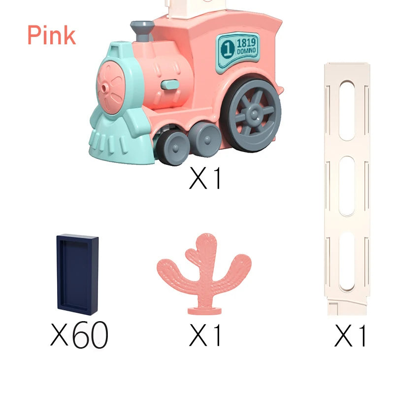 Kids Electric Domino Train Car Set with Sound and Light Automatic Domino Laying Educational Toy for Fine Motor Skills Great Christmas Gift