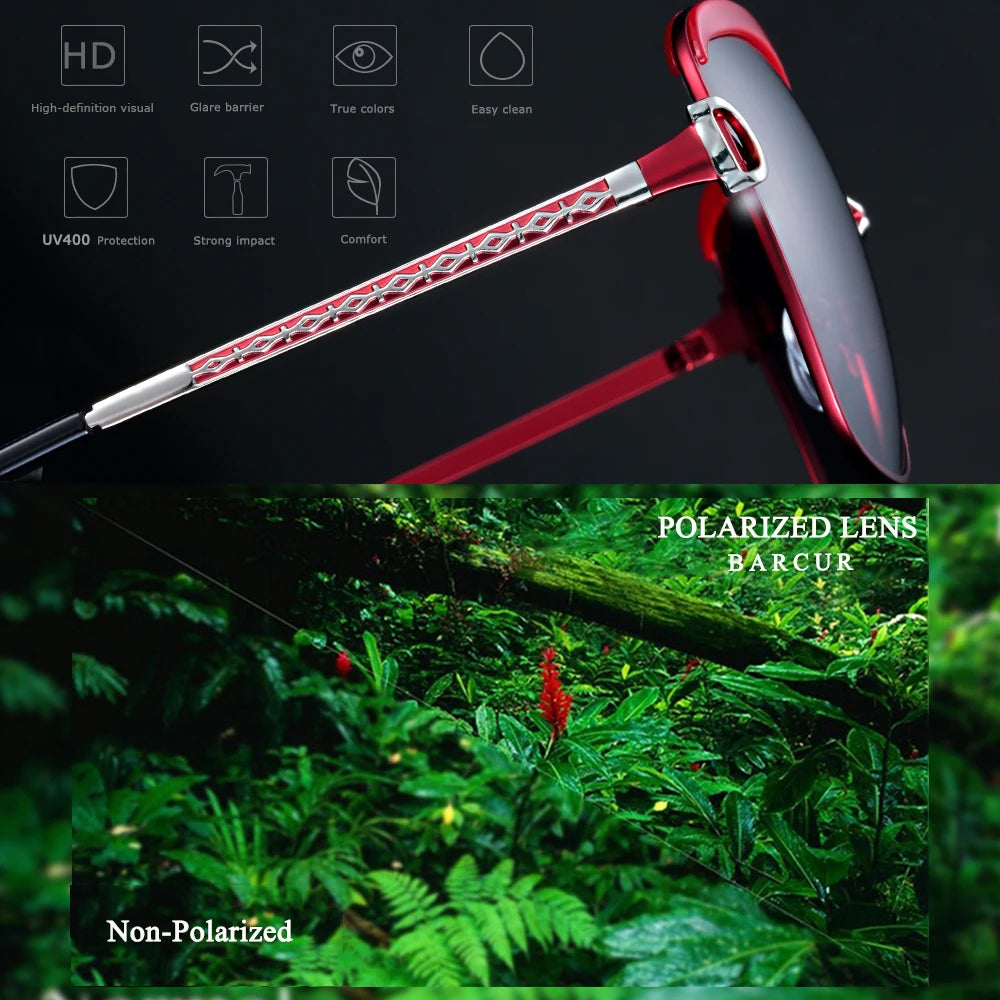 BARCUR Polarized Ladies Sunglasses Gradient Lens Round Design