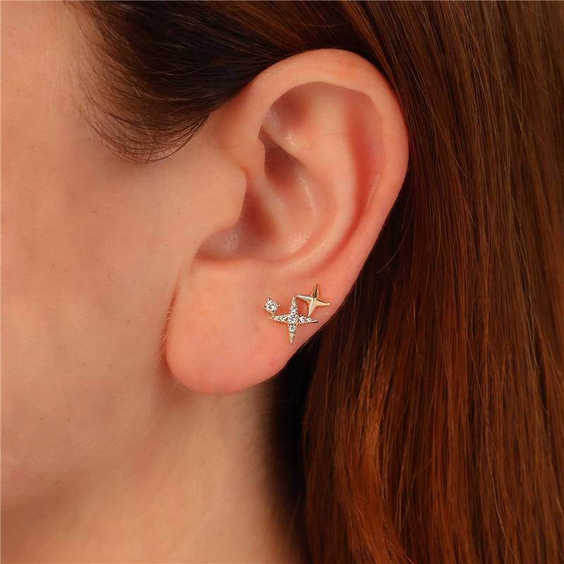 Shy Creation Kate 0.22 ct. Diamond Star Stud Earrings in 14K Yellow Gold