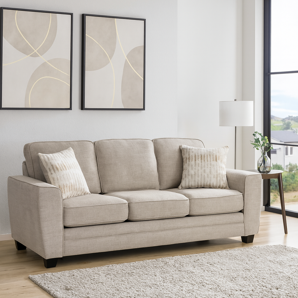 Zander 83" Sofa with Decorative Pillows by Homelegance - Beige