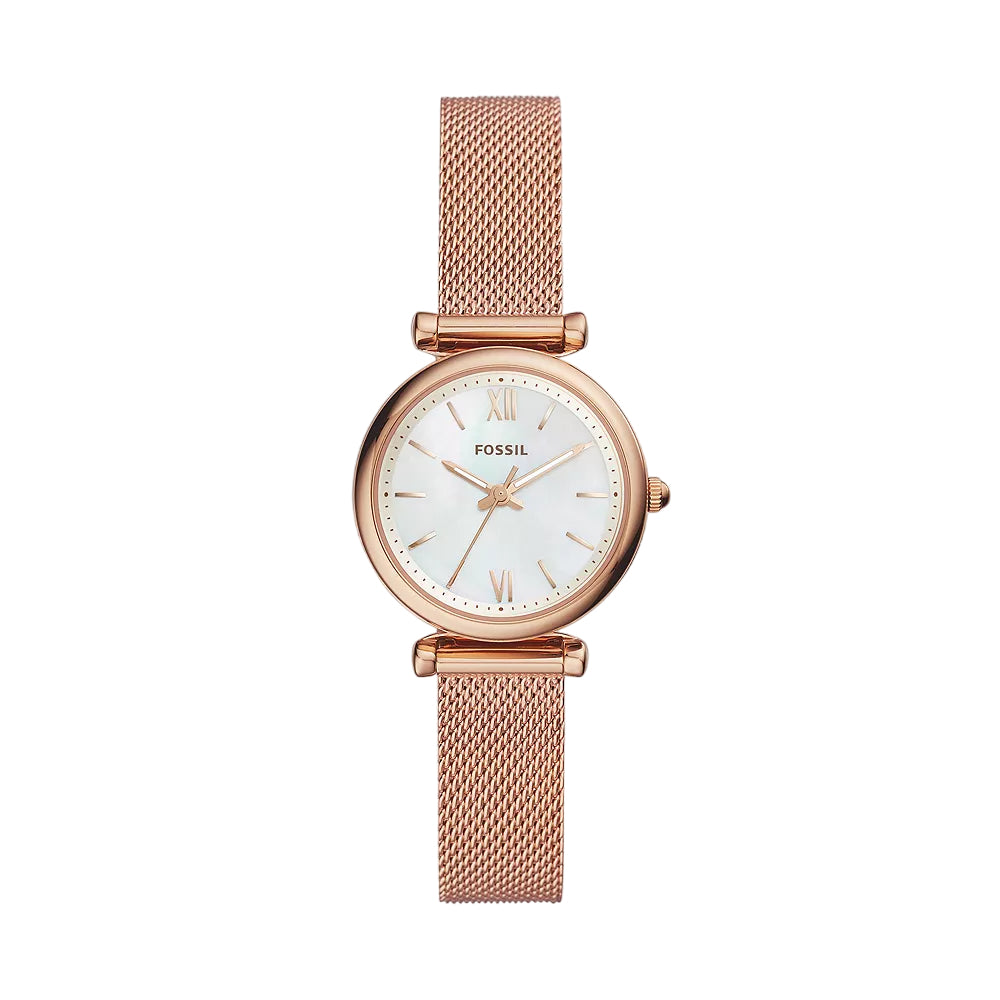 Fossil Carlie Women's 29mm Rose Gold Bracelet Watch - White Mother Of Pearl Dial